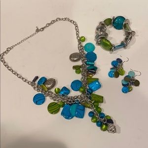 FUN BLUE AND GREEN AND AQUA SILVER BAUBLES SET!!